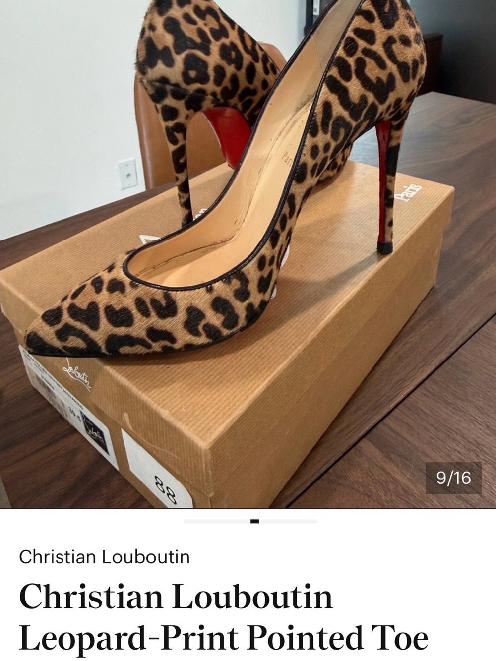 Christian Louboutin Leopard Calf Hair Pointed Toe Pumps with Red Sole - Picture 9 of 16
